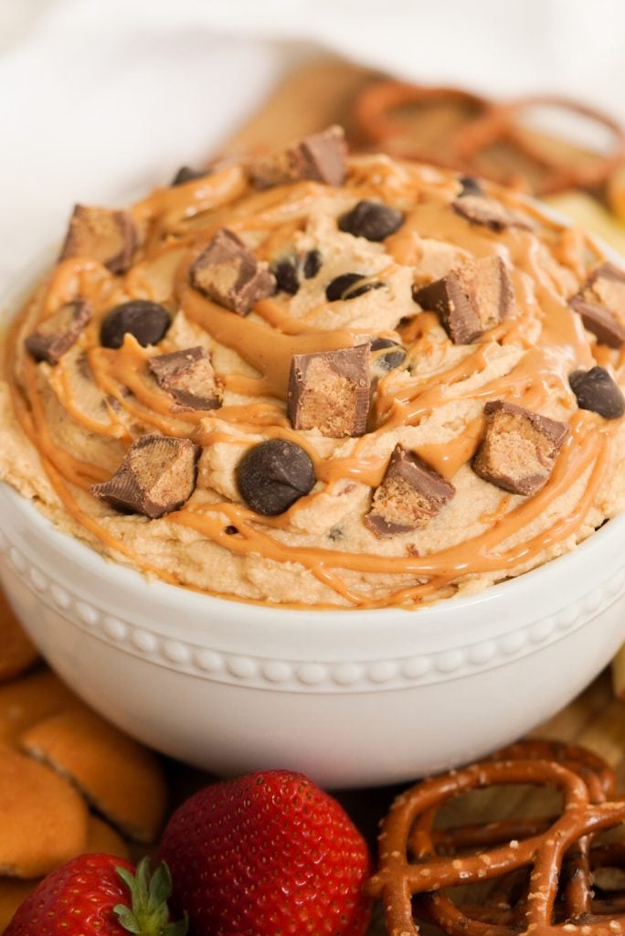 bowl of reese's peanut butter cup dip