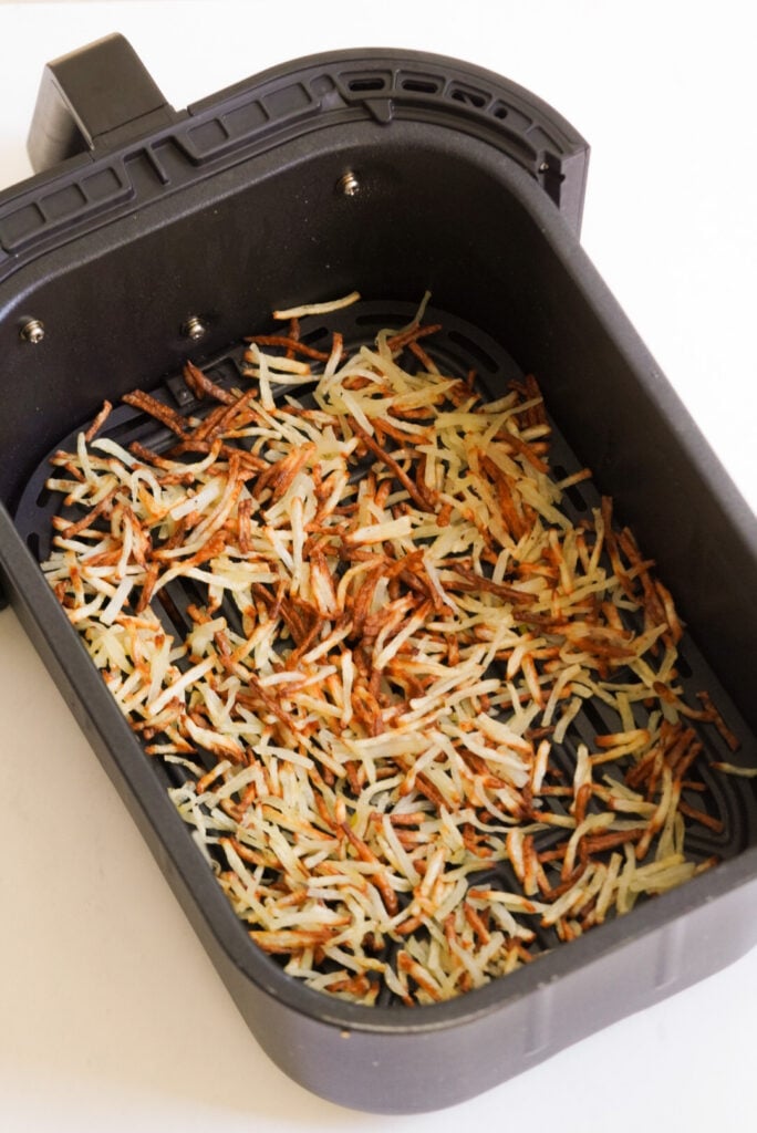 frozen shredded hash browns in the air fryer after cooking