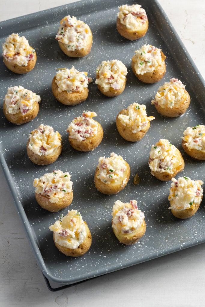 potato filling stuffed back into the mini baked potatoes.