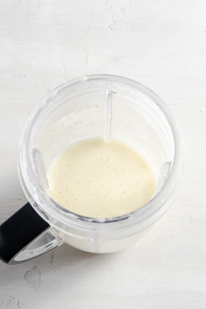blended garlic mojo sauce in the blender.