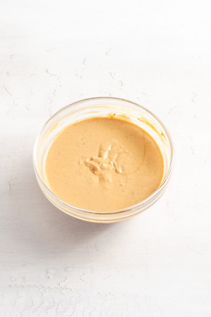 peanut sauce for Asian ground turkey lettuce wraps after whisking together.