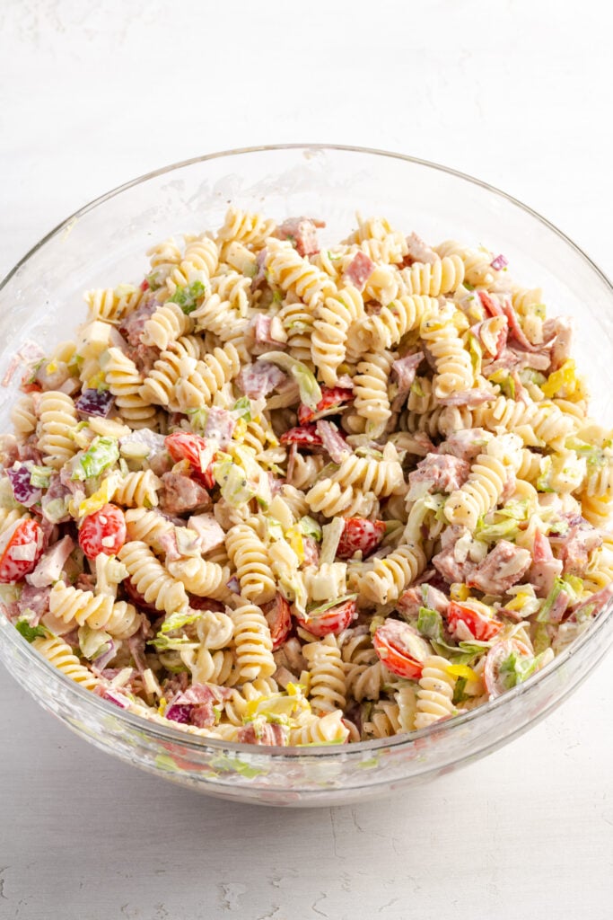 grinder pasta salad after tossing together.